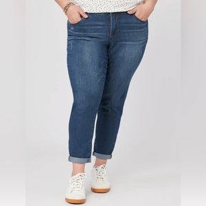 Democracy Ab solution mid Rise Blue Distressed Plus Boyfriend Jean Size 16